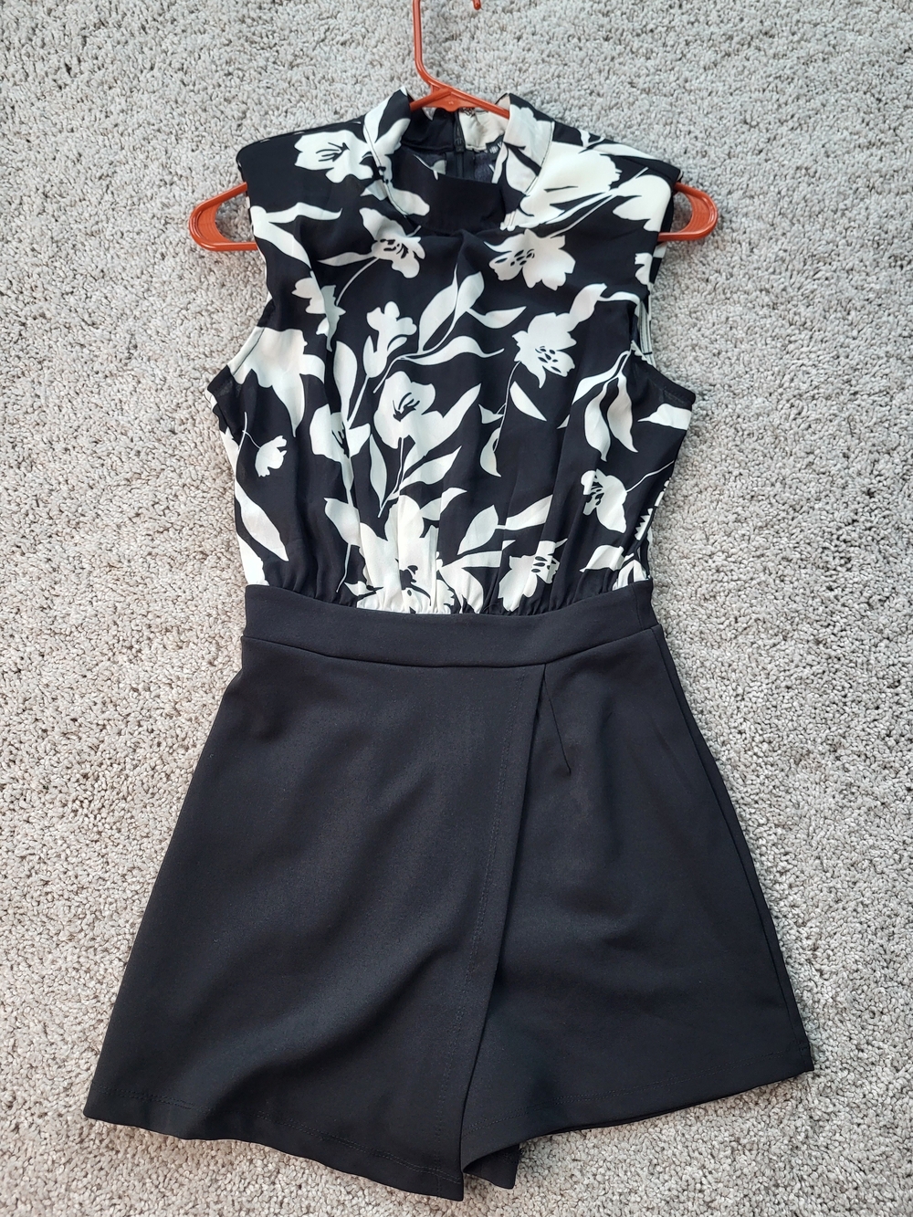Valentine's Floral Black & White Romper